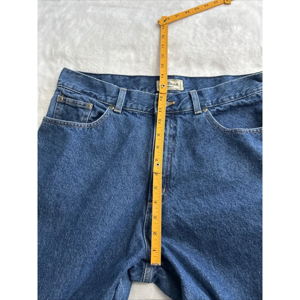 Vtg 90s L.L. Bean Plaid Flannel Lined Original Fit Denim Jeans Women’s 16 R Blue